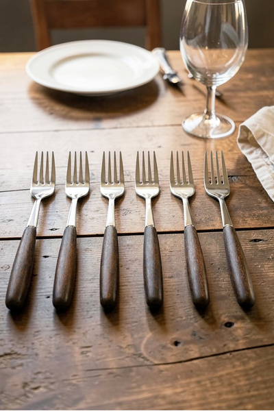 Ela&Elis Lunvera Akasya Strappy 6-Piece Dinner Fork Set – Stainless Steel Tab...