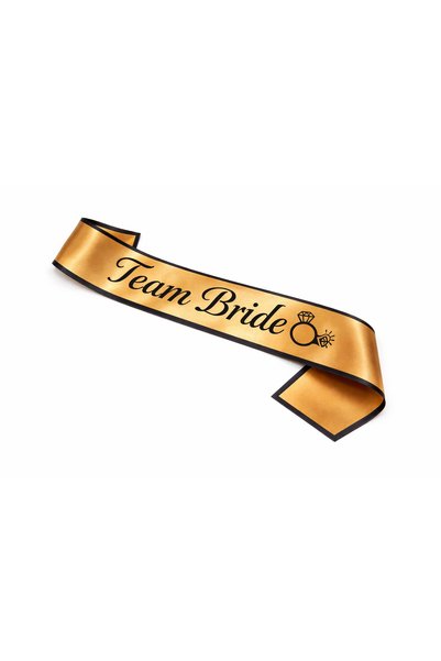 Happyewent Gold Team Bride Sash – Bachelorette Bridesmaid Sash with Black Lettering