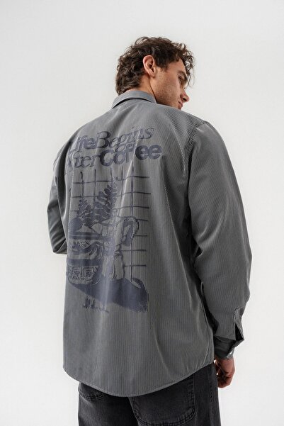 go gang own After Coffee Σχέδιο Πλάτης με Λεπτομέρεια Ριγέ oversized Μακρυμάν...