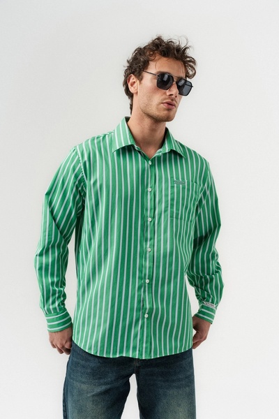 go gang own Line Pocket Cep Detaylı Çizgili Oversize Uzun Kollu Gömlek
