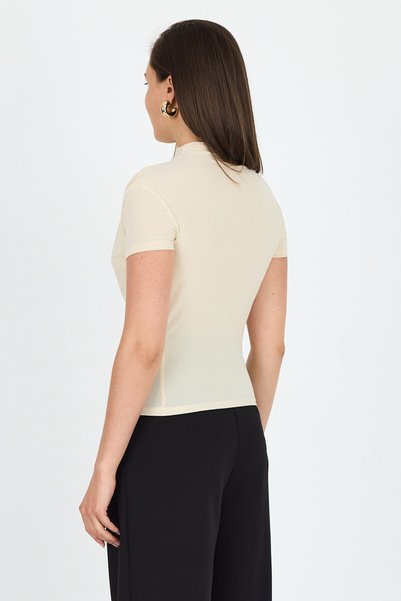 Serenity Short Sleeve Ruched Sandy Blouse