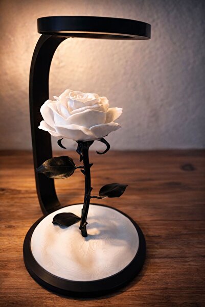 mira atelier Gül şeklinde siyah beyaz ışıklı lamba