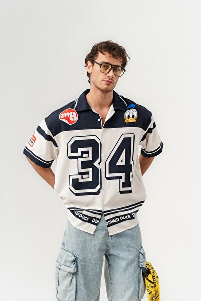 go gang own Mister Donald Apaş Yaka Kısa Kollu Oversize Gömlek