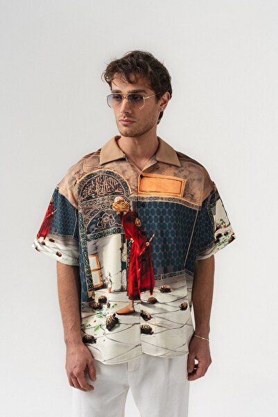 go gang own Tortoise Trainer Apaş Yaka Kısa Kollu Oversize Gömlek