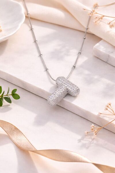 Archhazel Jewelery Silver Color Bubble Necklace with Steel Chain and Zircon S...