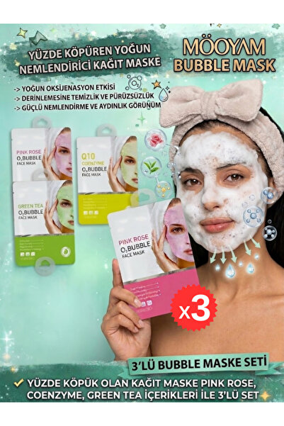 M00YAM En Çok Tercih Edilen! Coenzyme, Green Tea, Pink Rose Bubble Köpüren Ma...