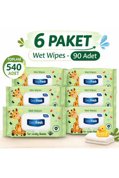 Deep Fresh DeepFresh Islak Mendil Lovely Babies Zürafa 6x90 Adet - Toplam 540...