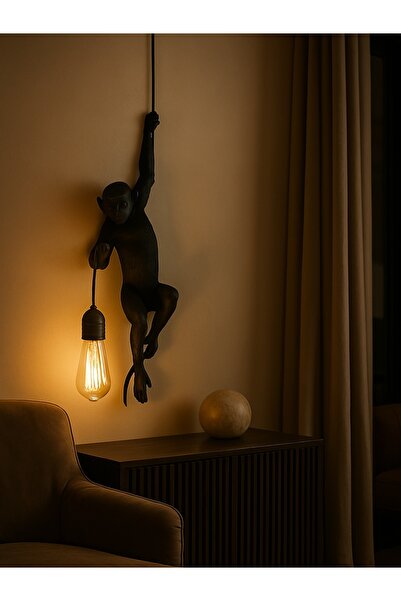3dlab Black Monkey Figured Wall Sconce 65cm Tall |   Decorative Sculptural Lighting |   3D Lab Decorative