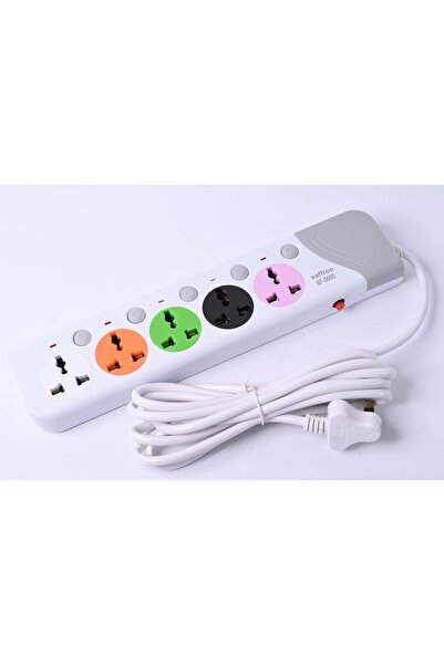 Saffron لوحة تمديد بأربعة منافذ مع مفاتيح فردية، وواقي من زيادة التيار، وسلك ...