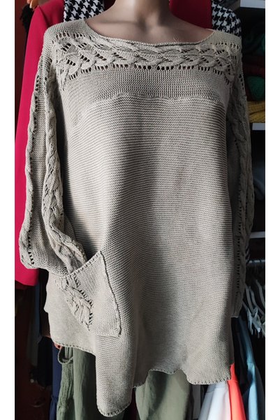 Sosyete Kaplumbağa Authentic 100% Cotton Knitwear Single Pocket Washable Hair Knit Boat Neck Sweater