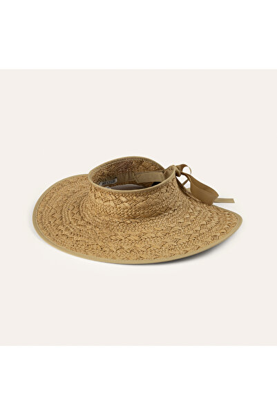 Mudo Ribbon-Attached Straw Visor Hat