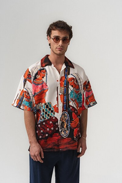 go gang own Египетска риза с къс ръкав и голям яка Apash