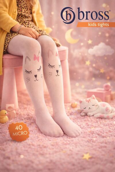 CELESTIQUE PEMBE KİLOTLU KEDİ DESENLİ ÇORAP