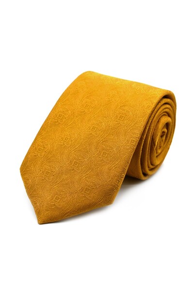 Sade Kravat Honey Foam Mustard Yellow Self Patterned Tie 33284 Honey Foam