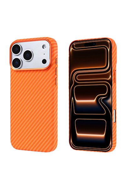 zore iPhone 17 Pro Max Uyumlu Kılıf M-safe Şarj Özellikli Karbon Fiber Görünü...