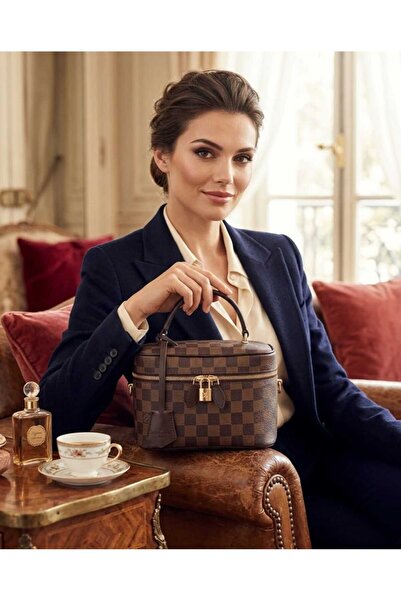 white stars Women's Lv Pattern Modern Arm and Makeup Bag Bag