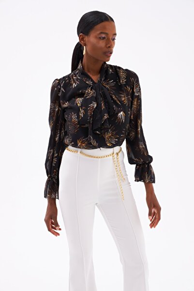 MQ بلوزة مطبوعة بياقة وشاح من style – عنوان الأنوثة الطاغية
