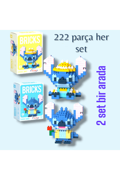 NB market Stitch 2li set Mikro Yapı Blokları Karakter Yapım Oyuncak Seti stic...