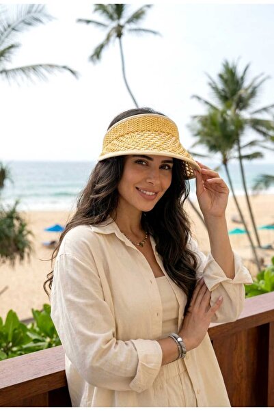 LAGRANZE Vizor de vară premium pentru femei – cu textură de paie protecție so...