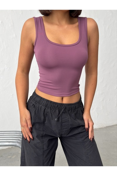 Nordmende Women's Square Neck Thick Strap Bodysuit Cropped