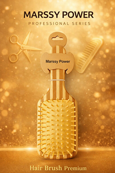 MP MARSSY POWER PROFESSİONAL Bambu Saç Fırçası – Doğal Ahşap Profesyonel Hair...
