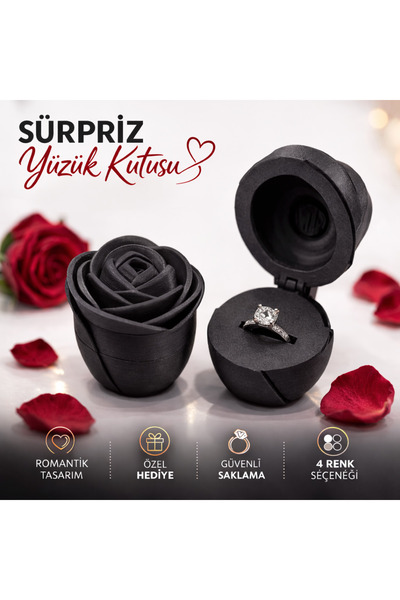 farist علبة خاتم بتصميم وردة رومانسية