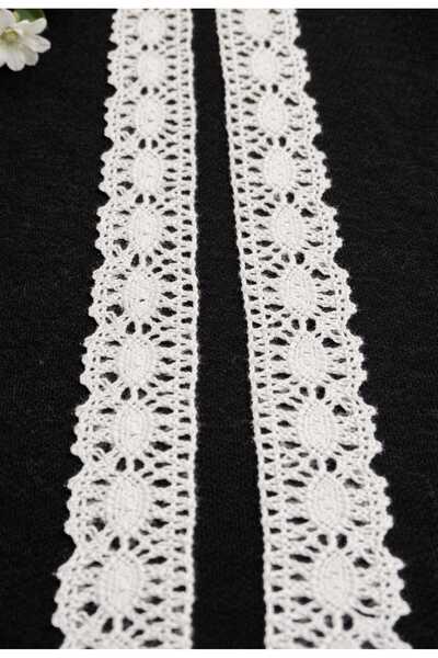 ULUPAMİR شريط كروشيه بنقشة زهرة بيضاء P قطن D دانتيل - كوباناكى - توباكي - 1 متر