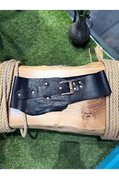 Yılday Gür Butik Presley Handmade Black Leather Accessory - Vintage Texture D...