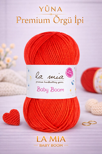 La Mia Yarn La Mia Baby Boom Light Navy Blue Hand Knitting Yarn 1170 Red