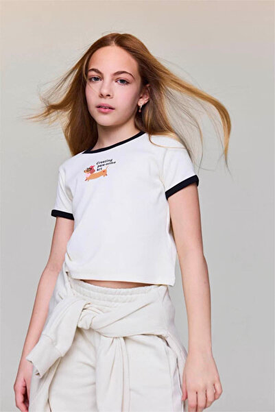 DeFacto Slim Fit Printed Ribbed Camisole T-Shirt for Girls D8542A826Sm
