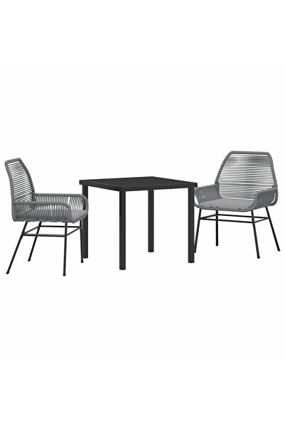 vidaxl Set de masă pentru grădină cu pernă 3 pcs Gri poliratan