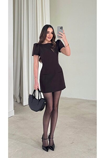 Look Kadıköy Mini Elbise Kısa Kollu Dar Kesim Şık Ofis ve Gece Elbisesi Kadın