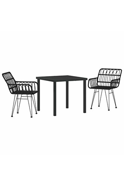 vidaxl Set de masă pentru grădină 3 pcs Negru