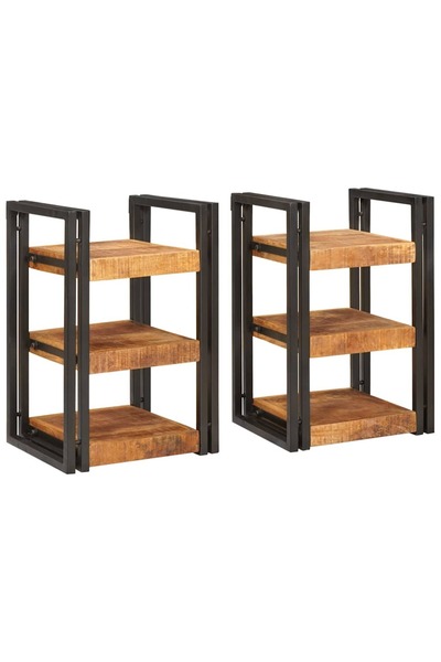 vidaxl Bedside table 2 pcs Brown and black Solid mango wood