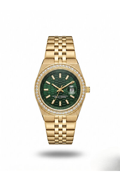 Leerybee Women's Metal Cord Honeycomb Patterned Dial Stone Calendar Wrist Watch