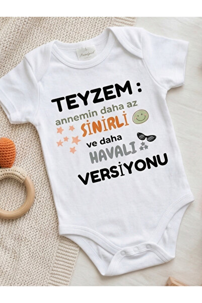 EGGBABY Teyze Yazılı Bebek Zıbın Teyzem Temalı Komik Tasarımlı Bebek Body %100 Pamuk Cool Havalı