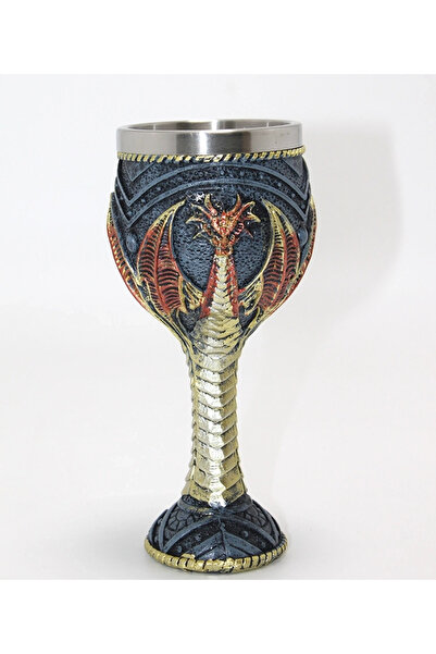 OEM Dragon Design 3D Embossed Steel Goblet Cup Alk4376
