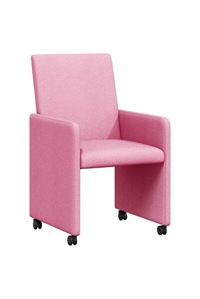 vidaxl Scaune de dining cu roți 2 pcs Roz 57 x 66 x 94 cm țesătură