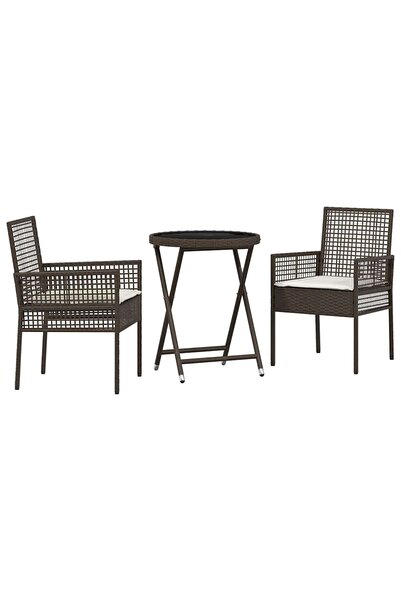 vidaxl Set Bistro de Grădină 3 pcs Maro poliratan