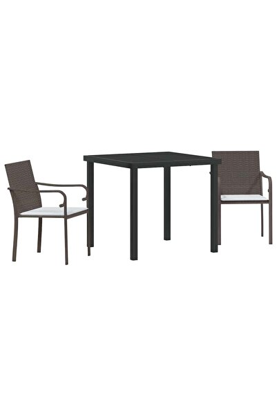 vidaxl Set de masă pentru grădină 3 pcs Maro și negru Ratan PE