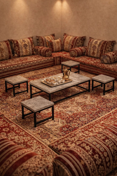 MARIA HOMES Modern Grey Coffee Table Set with 4 Side Tables 110 × 60 × 26.5 cm