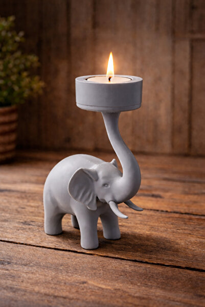 farist fil desenlı dekorativ mumluk Tealight Mumluk Hediyelik