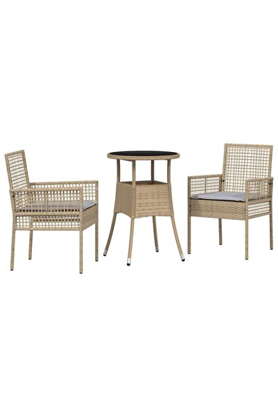 vidaxl Set de masă pentru grădină 3 pcs Bej poliratan
