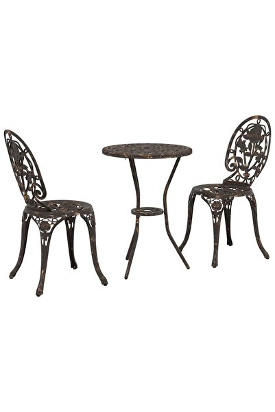 vidaxl Set Bistro de Grădină 3 pcs Bronz Aluminiu