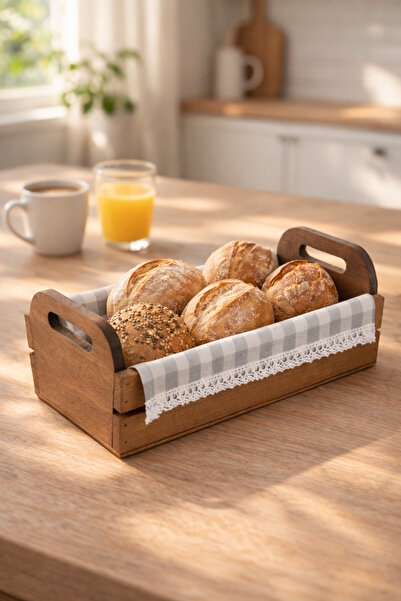 woodsy Solid Walnut Color Wooden Bread Box, Pötükare Ör Tulle Ü Bread Box Basket