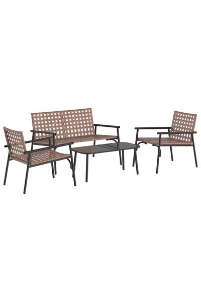 vidaxl Set de masă pentru grădină 4 pcs Maro poliratan