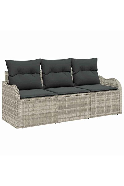 vidaxl Set de canapele pentru grădină 3 pcs Gri deschis poliratan