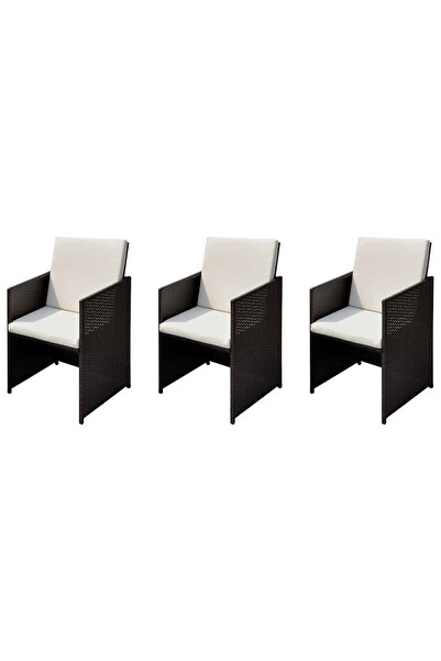 vidaxl Scaune de grădină 3 pcs Maro 56 x 52 x 87 cm Rattan poli