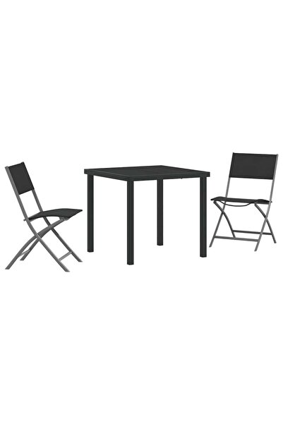 vidaxl Set de masă pentru grădină 3 pcs Negru