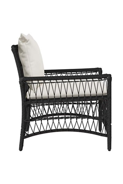 vidaxl Scaun pentru Grădină cu pernă Negru 73 x 61 x 77 cm poliratan